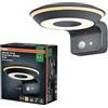 OSRAM Aplique solar ENDURA Style Glow, dos anillos de luz controlables por separado, luz blanca cálida (3000K), sensor integrado, utilizable sin alimentación, protección IP44, gris oscuro
