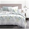 HOME LINGE PASSION Parure copripiumino 140 x 200 cm, 2 pezzi, in morbido cotone percalle - federa + federa - bianco e verde acqua - Modello La Marquise