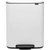 Brabantia Pattumiera a pedale da cucina Bo, in acciaio, bianco, 60 litri