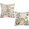 Fullfun Copricuscini floreali, federe per cuscino a forma di fiore, su un lato per piante, confezione da 2 federe quadrate per soggiorno e camera da letto, 45 x 45 cm