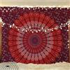 Bless International Indian hippie Bohemian Psychedelic Peacock Mandala Wall hanging Bedding Tapestry (Blue Red, Twin (54x72Inches)(140x185cms))