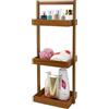 Utoplike Mensola angolare per doccia in teak, 3 ripiani, con maniglia, in legno, per shampoo, per doccia interna, bagno, ufficio, scrivania da cucina