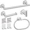 Linyoish 8 Pezzi Set Accessori Bagno Acciaio inossidabile Portasciugamani, porta carta igienica, anello portasciugamani, gancio per accappatoio, ganci adesivi, porta rasoio adesivo (Argent)