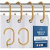 Blau Marité 12 ganci in metallo a forma di C per tenda doccia, antiruggine, anelli decorativi per bagno, Oro, adatti a barre fino a 2,6 cm