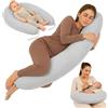 Totsy Baby Cuscino allattamento e gravidanza Mussola 190cm - Guanciale laterale corpo per dormire sul fianco Supporto perfetto per il riposo e il relax Ideale per maternità e futuro mamme Forma a C Oeko-Tex