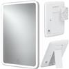 Mavoro Specchio da viaggio LED 17.5 x 22.5 cm ricaricabile | Piccolo specchio murale adesivo | Montaggio Peel & Stick illuminato | Vetro reale con sensore touch, base