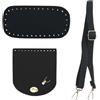 HNJKJEU Kit Borsa di Pelle fai da te Fondo Borsa Uncinetto 22x10 Coulisse per Borsa Secchiello Ovale Fondo per Borsa in Pelle PU Opaca Accessori per Borse All'Uncinetto con Tracolla Coulisse Fondo (Nero)