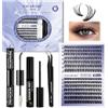 NAGARAKU Kit Extension Ciglia DIY 280 Ciuffi Singoli Cluster Lashes Colla Sigillante Pinzetta Remover Set Principianti Autoinnesto Facile Casa DIY Cluster Lashes Kit (30D&40D Nero 0.07mm D 9-15mm)
