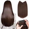 Silk-co 50cm Extension Capelli Finti con Filo Invisibile Extension Clip con Elastico Capelli Lisci Naturali Sintetici Posticci, Marrone Scuro mix Castano