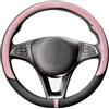 COFIT Coprivolante Auto in Pelle Microfibra Traspirante e Antiscivolo Copri Volante con Marcatura Centrale Copristerzo Rotondo Universale M 37-38cm Rosa e Nero