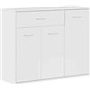 vidaXL Credenza Minimalista con Ante e Cassetto Robusta Elegante Madia Armadietto Cassettiera Arredo Casa Bianco Lucido 88x30x70 cm in Truciolato