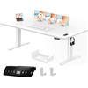 Flamaker Scrivania Regolabile in Altezza 180 x 80 cm Standing Desk Scrivania Elettrica Scrivania Grande con Controllo Memoria, Ruote (Bianco)
