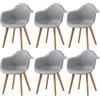 HJhomeheart Set di 6 Sedie da Pranzo con Braccioli, Design Moderno, Gambe in Legno di Faggio, Sedie da Cucina Scandinave (Grigio)