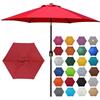 Blissun Ombrellone da giardino da 2,3 m, con pulsante inclinabile e manovella (rosso)