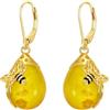 VONALA Orecchini in ambra a goccia, design ape e nido d'ape, argento sterling 925, senza nichel e senza piombo, ideali per abbigliamento casual o formale, perfetti come regalo per ogni occasione