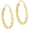 Carissima Orecchini a cerchio senza fine 15 mm con motivo diamantato da bambina in oro giallo 9 ct