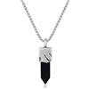 COAI Collana da Uomo in Acciaio Inossidabile, Collana Catena da Uomo con Ciondolo a Punta di Onice Nero 50cm