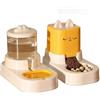 Belijoeuri, dispenser crocchette gatto,distributore cibo gatti, dispenser di cibo e irrigazione, 2 ciotole con erogatore d'acqua 2,2 l + 1,8 l (giallo)