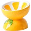 TIGOADT Ciotola Limone per Gatti Rialzata, Poco Profonda Ciotola Ceramica Gatto con Supporto adatto ad Alimenti e Acqua, Ciotole Inclinate per Gattini, Lavabile in Lavastoviglie (Giallo)