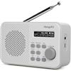 MangoKit MD2 Radio DAB con Bluetooth, radio digitale portatile, alimentata a rete e a batteria, radio FM da cucina, display, 40 stazioni preimpostate, sveglie, orologio, Snooze, cuffie - Grigio Pietra