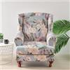 Chickwin Copripoltrona con Orecchie, Copripoltrona 1 Posto Antiscivolo, Stampa Botanica 2 Pezzi Copri Poltrona con Braccioli, Copri Poltrona Lavabile (Fiore Rosa)