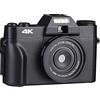 SHEHUALI Macchina fotografica digitale, Fotocamera fotografica digitale compatta 4K Web Cam Videoregistratore vintage Vlog Videocamera streaming 48MP 3quot;Capovolgi schermo(64G TF Card,NO Wide Angle Lens)