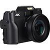 SHEHUALI Macchina fotografica digitale, Fotocamera fotografica digitale compatta 4K Web Cam Videoregistratore vintage Vlog Videocamera streaming 48MP 3quot;Capovolgi schermo(128G TF Card,With Wide Angle Lens)