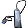 PremiumCord HDMI Capture/Grabber per la Registrazione di Video/Audio sul Computer con USB, Risoluzione UHD 4K 2160p 30 Hz, Full HD 1080p 60 Hz, USB 3.2 Tipo A/Tipo C, Plug And Play, Grigio Siderale