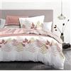 HOME LINGE PASSION Parure copripiumino 200 x 200 cm - 3 pezzi - morbido percalle di cotone - federa - bianco e rosa cipria - modello La Marquise