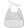 FILET - Bavaglino Realizzato in Piquet di Cotone Stampa Stelline con Tasca in Tela Aida da Ricamare, Ideale per Neonati e Prima Infanzia, Chiusura a Laccetti, 100% Made in Italy, Colore Beige e Bianco