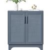 Yvsevnr Credenza Ingresso Legno Rattan Mobile da Cucina con Ripiani Regolabili e Rimovibile, Moderno Buffet Per Cucina, Sala da Pranzo, Soggiorno, Blu, 80 x 40 x 89 cm
