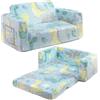 BEJOY BEJOY Divano per bambini, extra largo 2-in-1 in sherpa per bambini piccoli, convertibile in un lettino per ragazze e ragazzi, dinosauro luminoso, pieghevole