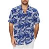 Friptspyg Camicia a Maniche Corte Uomo Cotone Camicia Hawaiana Uomo Camicia Estiva Stampa Tempo Libero Funky Camicia Hawaiana Allentato Camicie Spiaggia, Blu-Bianco S
