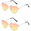 Jieddey Occhiali a Cuore,2 PCS Hippie Occhiali Hippy Occhiali con Montatura in Metallo Occhiali da Sole Forma di Cuore Retrò Occhiali per Donna Rragazze Festival Anni 60s 70s Accessorio Travestimenti Oro