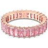 Swarovski Anello Matrix, Taglio baguette, Rosa, Placcato color oro rosa