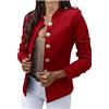 Generisch Cappotto nero da donna elegante donna business slim top casual a maniche lunghe colletto alto solido giacca trendy short coat blazer in pelle, Colore: rosso, XL