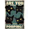 WADORN Cartello di Latta In Metallo Divertente con Gatto Nero Che Fa Capolino, 7.9x11.8 pollice Stai Facendo La Cacca Vintage Bagno Segno Retro Toilette Wall Art Poster Targa Decorazione per Casa