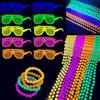KARLOR 18 pezzi UV Party Decor, 10 occhiali fluorescenti + 4 bracciali neon + 4 collane luminose, accessori per feste a luce nera