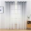 MIULEE 2 Pannelli Tende Voile Trasparenti con Annelli in Poliestere per Cameretta Vetro Soggiorno Camera per Bambini 140X260 CM Grigio