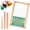 SINRAD Telaio Per Bambino,Telaio in legno per Tessitura, Compatto small foot in legno,Navetta e Lana Filata per Principianti e Bambini - Dimensioni 29 x 19 cm