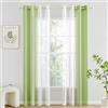 Woaboy 2 Pezzi Tende Voile Semi Trasparenti con Occhielli Tende Verticali Sfumate Poliestere Moderne Eleganti per Finestra Soggiorno Camera da Letto Balcone 140x225cm Verde