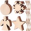 KAHEIGN 80 Pz Ornamenti Natalizi in Legno, Lanterna Fiocco Di Neve Angelo Stella Forma Ornamenti Di Legno Della Fetta - Con 80 Pezzi Di Cordini Per Appendere