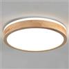 YYUTLUO Plafoniera a LED in Legno, Lampada Rotonda in Legno Naturale con Bagliore Superiore a 360° Bianco freddo 6000K, 18W 1600lm Soggiorno Cucina Sala Pranzo Corridoio Casa Ufficio Cameretta(Ø30cm)