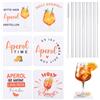 Hejo 6 Pezzi Sottobicchieri in Feltro per Aperol con 8 pezzi Cannucce di Vetro,Antiscivolo Sottobicchieri per Bicchieri Spritz,Sotto Bicchieri da Tavola per Decorazioni da Banchetti,Cocktail da Bar