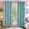 Deconovo Tende Oscuranti Termiche Isolanti Stampate con Occhielli per Cameretta Bambini, Tende per Interni 2 Pezzi, 140x180 CM (Larghezza x Altezza), Azzurro