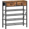 YATINEY Scarpiera, Scaffale Scarpiera a 4 Ripiani a Rete e 2 Cassetti in Tessuto Non Tessuto, per 20 Paia di Scarpe, per Ingresso, Corridoio, Armadio, Marrone Vintage e Nero XSS25BRY1N1