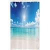 ABAKUHAUS Oceano Tenda da Doccia, Cielo e mare tropicale, Tessuto Set di Decorazioni per il Bagno con Ganci, per la vasca da bagno, 120 x 180 cm, Crema Turchese Bianco