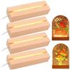 GOMETY Set di 4 piedistalli luminosi LED in legno USB, per vetro acrilico, colore caldo, base in legno LED, base per display cristallo, sfera di vetro acrilico, gioielli in resina, confezione da 4