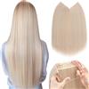 Silk-co 50cm Extension Capelli Finti con Filo Invisibile Extension Clip con Elastico Capelli Lisci Naturali Sintetici Posticci, Biondo Sbiancante & Platino