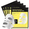 Bliuozr 6 Pezzi Bio Maschera Collagene Viso, Maschera al Collagene e alla Mucina di Lumaca Idrogel per la Notte, Idratante per Pelli Secche e Sensibili